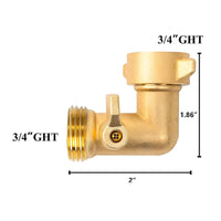 Shut-off Valve Brass Hose Elbow Gold-Toned Water Hardware