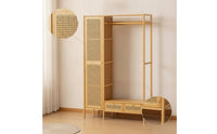 Wardrobe with Drawers Boho Garment Rack with Cabinet Versatile Freestanding Closet System for Entryway
