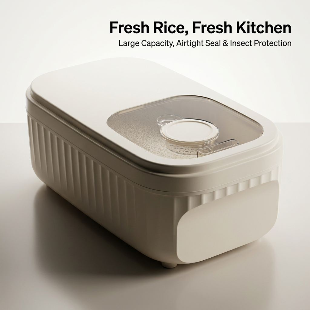 Large Rice Storage Container, Airtight Food Storage Bin, Kitchen Storage, Grain Storage Container, Cereal Storage Bin for Kitchen, Rice Bucket