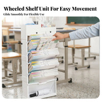 Rolling Desk-Side Book organizer Foldable book organizer Space Saving for Office Workers
