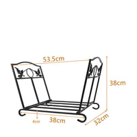Freestanding Fireplace Accessory Black Iron-Design Log Rack Rigid Frame