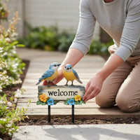 Inviting Garden Stake Rustic Charm Bird Welcome Sign Weather Resistant Bird Garden Plaque