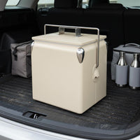 Metal Chilling Container with Handle Insulated Chiller Chest Insulated Ice Chest for Outdoor, Camping, Car Travel
