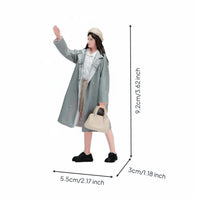 Painted Girl Figurine Detailed Finish Trench Coat Girl Figure Display Model Collectible