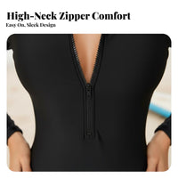 Long Sleeve Zip up Swimsuit Close-Fitting Cut Long Sleeve Wave-Riding Ing Figure Suit Front Fastener Sun Protection Shirt Sun