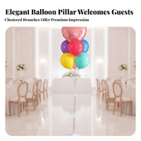 Easy to Assemble Balloon Display Stand | Clear Support Rods, Reusable Frame, Balloon Stand with Base, for Birthday Parties