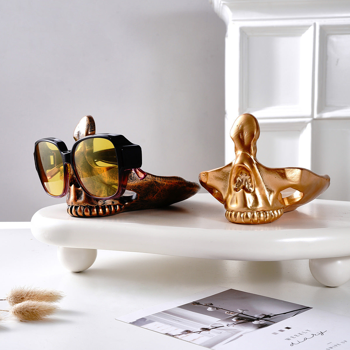 Skull Glasses Stand Ornament Creative Desktop Sunglasses Holder Funny Decorative Jewelry Storage Tray