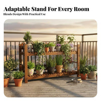 Tiered Planter Shelf with Trellis Floor-Standing Stepped Plant Stand Weather-Resistant Easy to Assemble for Gardeners