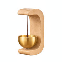 Japanese Design Entryway Brass Bell Crisp Pleasant Sound Wooden Frame Door Chime Solid Wood for Shop, Bedroom