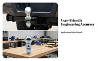 Bright Silver Trailer Hitch Ball | 2000 Capacity, Coarse Threaded Shank, Trailer Ball with Nut and Washer, for Towing Setup