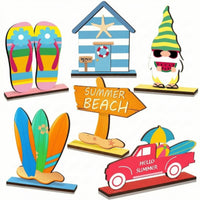 6 Pieces Beach Ornaments Coastal Table Centerpiece with Base Multicolor