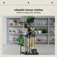 Garden Iron Tool Rack, Multi-Purpose Organizer, Hanging Hangers, Mobile Casters