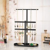 黑色3层32孔首饰展示架铁艺饰品耳饰项链收纳架Jewelry Organizer