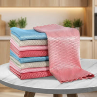 Microfibre Cloth and Super Wipe Bathroom Drying Cloth, Fish Scale Microfiber Cloths for Glass, No Residue Cloth, Washable and Oil-Resistant
