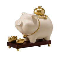 Pig save Bank with Base Glossy Piggy Bank Figurine Tabletop Pig Figurine with Pedestal for Living Room