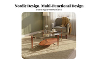 Glass Top Coffee Table Nordic Design Sculptural Base Glass Table Creative Easy to Clean for Interior Designers, Families, Office
