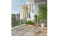 Stainless Steel Clothes Rack with Single Metal Floor Standing Clothes Rack Freestanding Clothing Organizer Space Saving for Bedroom, Laundry Room