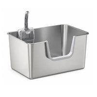 Stainless Steel Litter Pan Open-Top High-Sided Litter Pan Easy-to-Hygienic Pet Supply for Home