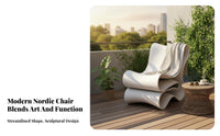 Nordic Design Upholstered ribbon Chair Minimalist aesthetic Indoor Furniture Sculptural Form Plush Upholstery for Interior Designers, Homeowners, Living Room, Balcony, studying corner, Apartment
