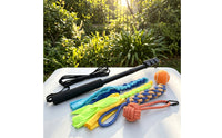 Extendable Dog Teasing Wand with Rope Toys Portable Retractable Flirt Pole with Tassels Lightweight Teaser Wand with Rope Sturdy for Young Dogs