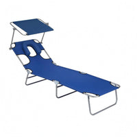 Folding Lounge Chair Metal Frame Reclining Cot Portable for Sunbathing Area
