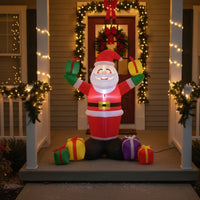 Smiling Inflatable Santa with Gift Boxes Festive Christmas Inflatable Giant Yard Decoration Lightweight for Porch