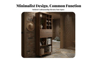 Wabi-Sabi Design Multi-Compartment Curio Shelf With Drawers Storage Furniture Display Cabinet for Tea Lovers, Collectors, Office Workers, Entryway, Dining Room, Study, Bedroom