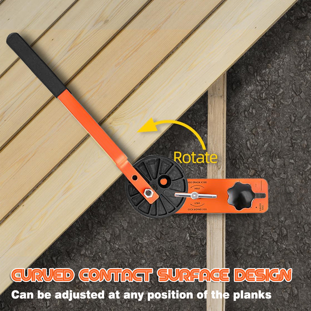 Deck Board Bending and Straightening Tool with Universal Tray