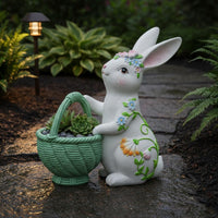 Rabbit Planter Resin Rabbit Flower Pot Long Ears for Courtyard, Porch