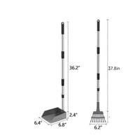 Pooper Scooper Tray and Rake Set Stainless Steel for Outdoor, Grass