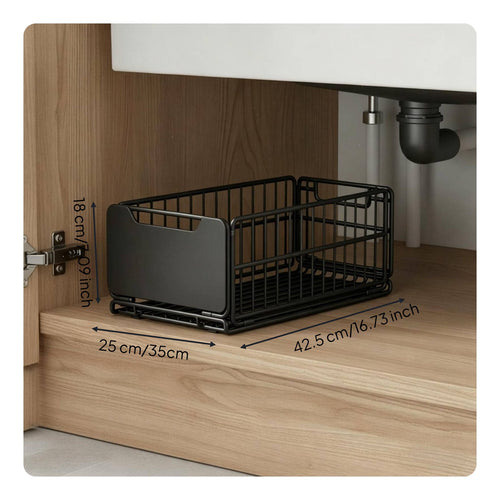Under Sink Organizer Foldable Pull-out Cabinet Drawer Effortless Gliding