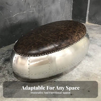Riveted Vintage Aircraft Bench Mechanical Aesthetic Indoor Furniture Warehouse Artistic Retro Design for Residents, Adults