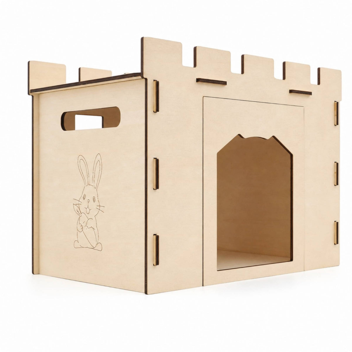 Wooden Pet Castle Flat-Panel Pet Castle  Easy to Assemble Small Animal Hideaway Hut for Small Animals