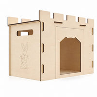 Wooden Pet Castle Flat-Panel Pet Castle  Easy to Assemble Small Animal Hideaway Hut for Small Animals