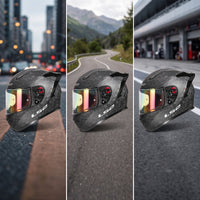 Full-Headgear Helmet with Spoiler | Carbon-Fiber-Look, Aerodynamic, full-headgear Helmet with Visor, for performance riding events
