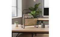 Magazine Rack Minimalist Design Woven Newspaper Stand Versatile Metal Frame Book Holder for Office, Living Room