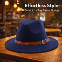 Travel Fedora Hat for Men with Wide Brim for Sun Protection, Polyester Felt with Bell Crown Design, One Size Fits Adults for Year-Round Wear