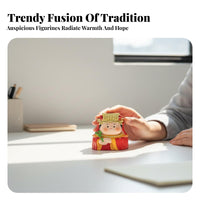 Deity of Prosperity Figurine Creative Gift Chinese God Ornament Good Luck Charm Cute Deity Statue for Home Stylists, Collectors, Living Room, Bedroom
