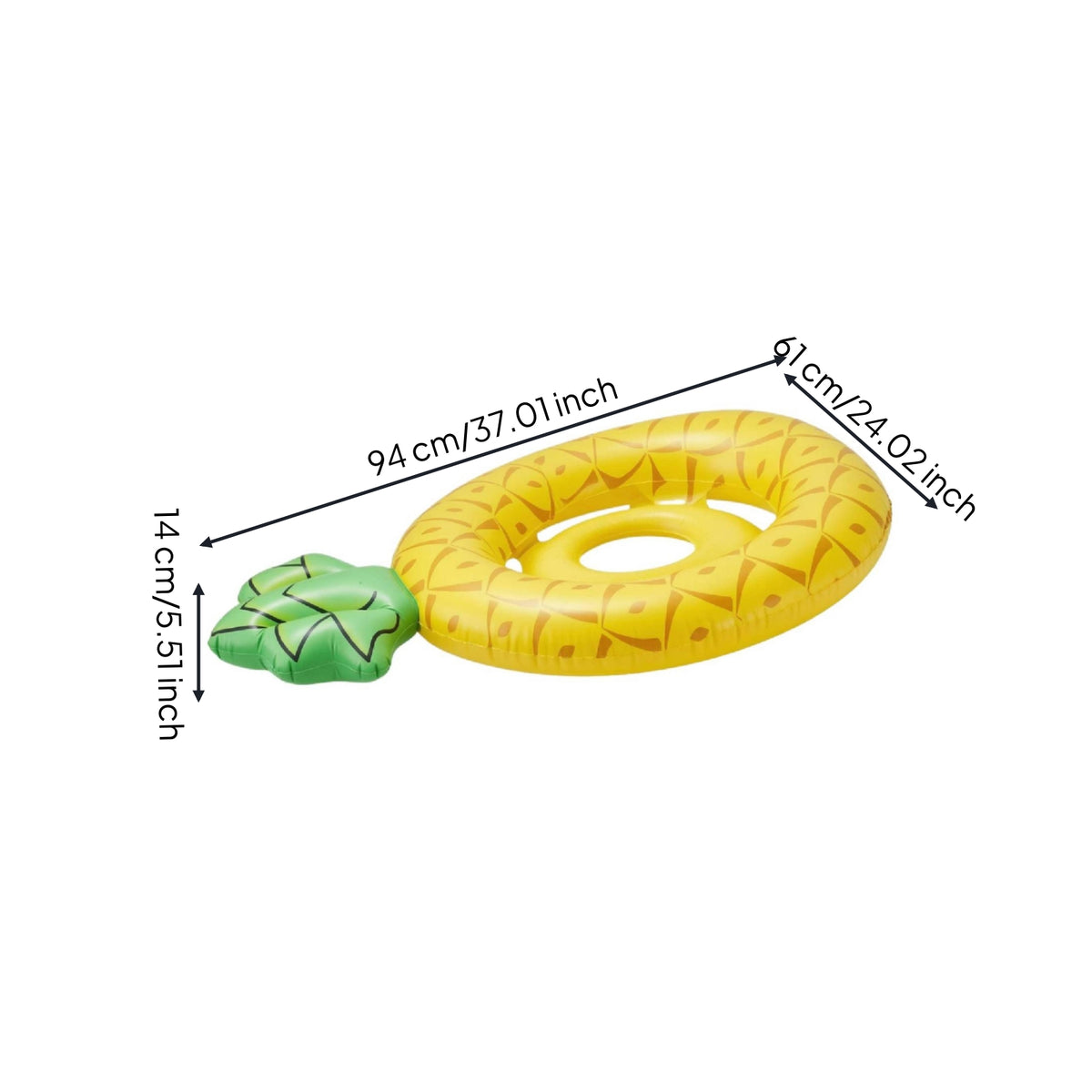 Pineapple-Shaped Inflatable Swim Float with Seat Portable Swimming Buoy with Safety Seat Compact Supportive for Toddlers, Babies, Kids, Beach Vacation
