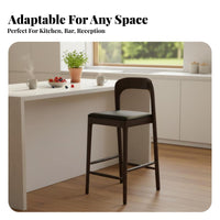 Wooden Bar Stool with supportrest Modern Minimalist Upholstered High Seat with support Support Comfortable Seating Easy to Clean