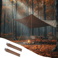2 Pieces Wood Grain Tarp Pole Thickened Outdoor Gear Easy to Carry for Hiking