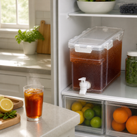 Large Capacity Cold Water Pitcher with Spigot for Refrigerator, Food-Grade Plastic Beverage Dispenser for Iced Drinks and Juice