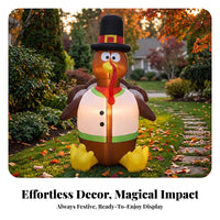 6ft Inflatable Turkey with Top Hat | Playful Cartoon Design, Festive Holiday decoration, for Yard