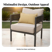 Hand-Woven Design 4-Piece Rope Weave Sofa Set Weather-Resistant 4-Piece Rope Weave Furniture Sturdy Frame outsidedoor Furnishing Lightweight Build for Property Managers, Business Owners, Balcony, Garden, Patio, Courtyard