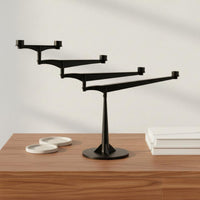 Modern Metal Candlestick Statement Centerpiece Black Tiered Candle Stand