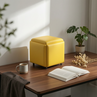 Padded Cube Stool Square Folding Stool Compact for Side Table