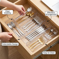 Kitchen Drawer Dividers Organizer, Adjustable Expandable Clear Acrylic Storage, Bedroom Separator Insert Set, Office Desktop Compartments