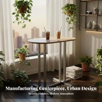 Long Pub Table with High Stools Space-Saving Design Bar Furniture Set