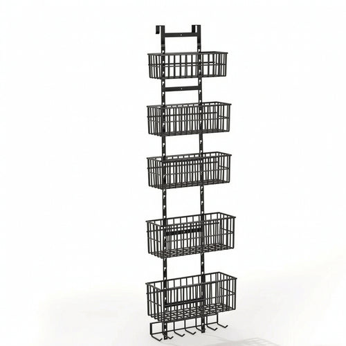 Over the Door Organizer with Hooks Space-Saving Hanging Storage Rack with Baskets Heavy-Duty Back-of-Door Storage Organizer for Pantry