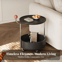 2-Tier Rolling End Table Rustic Minimalist Artistic Household Furniture Mobile with Casters Vintage Influenced for Homeowners